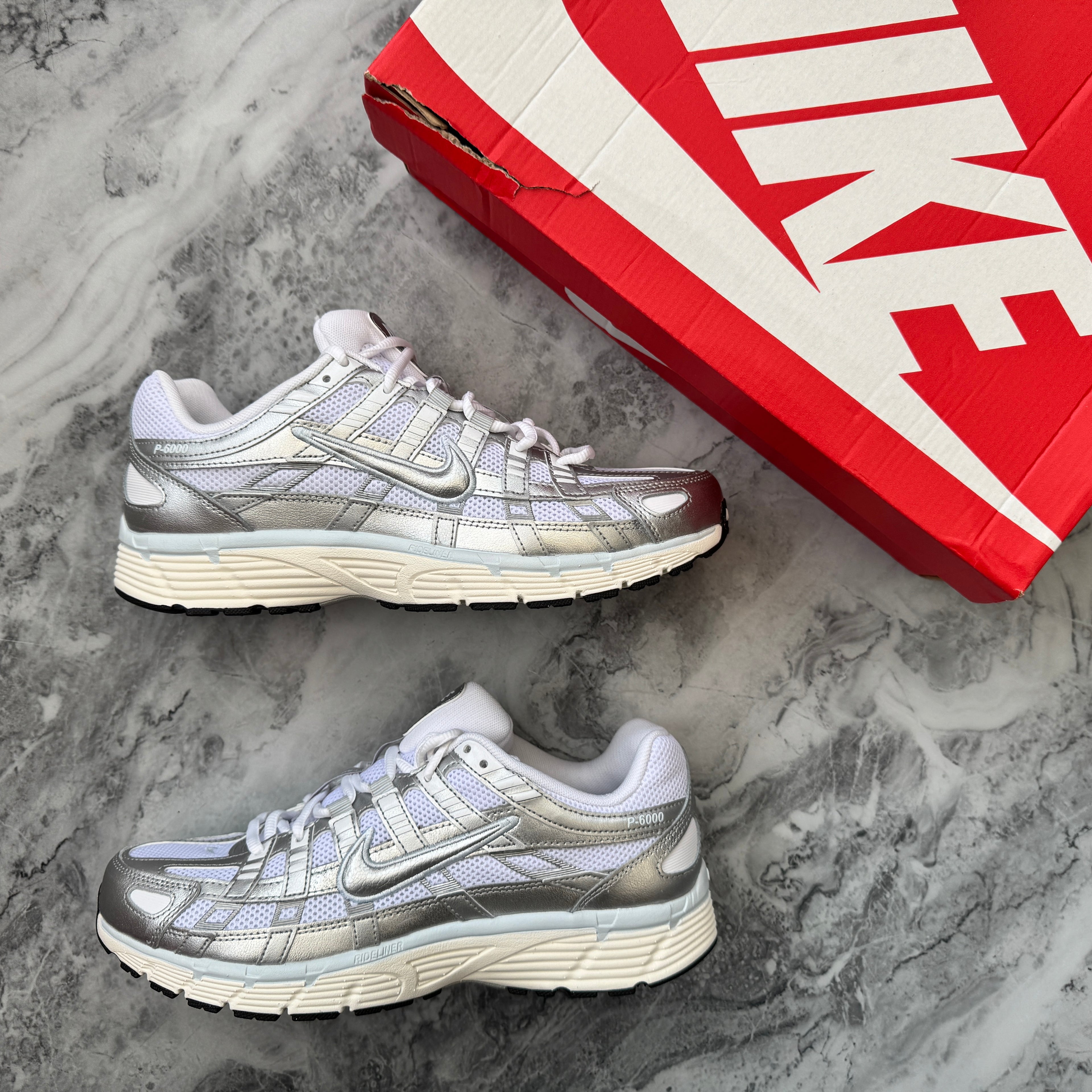Nike P-6000 (White/Metallic Silver) (Unisex)