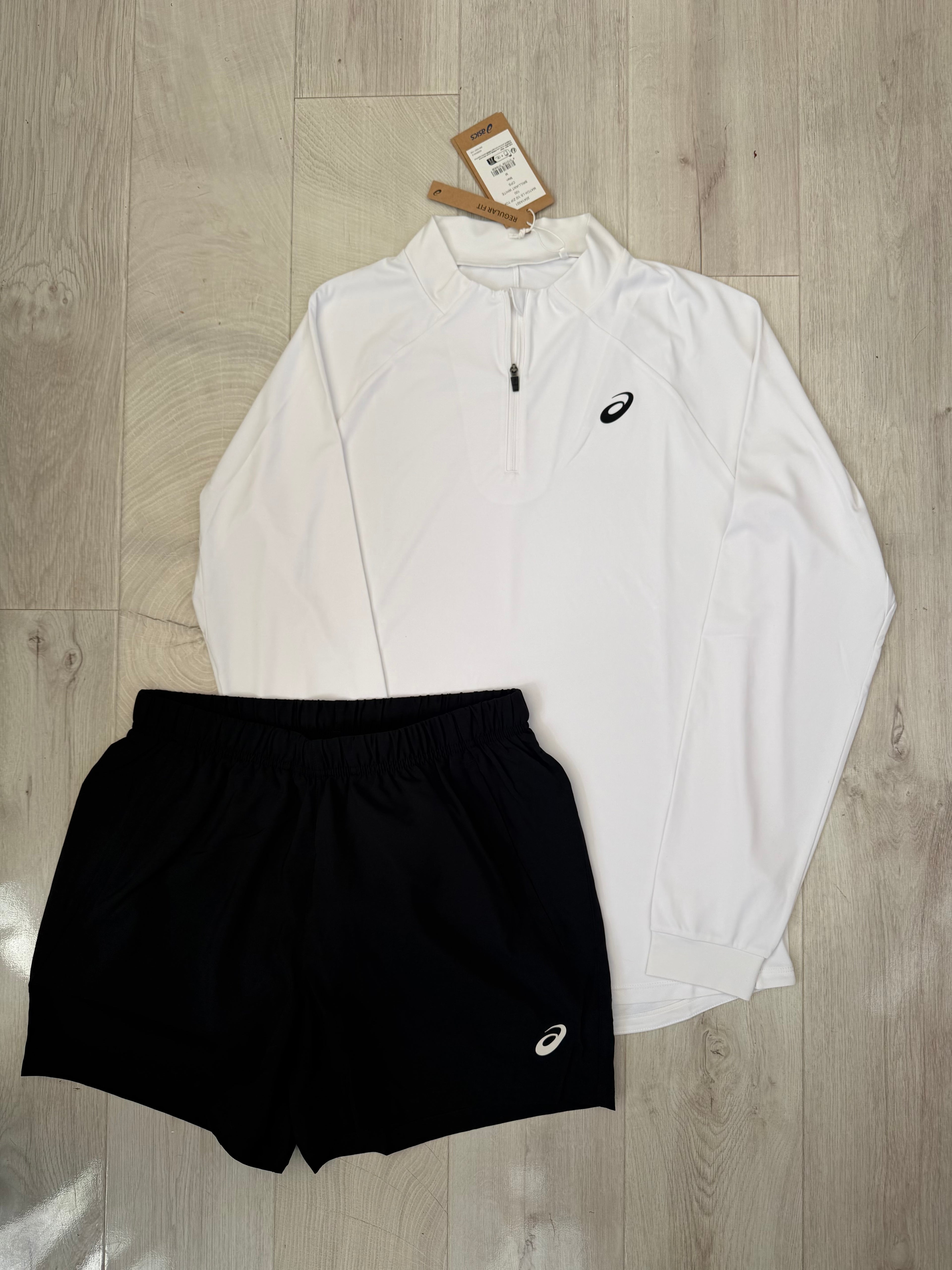 Asics 1/4 Zip Set (White/Black)