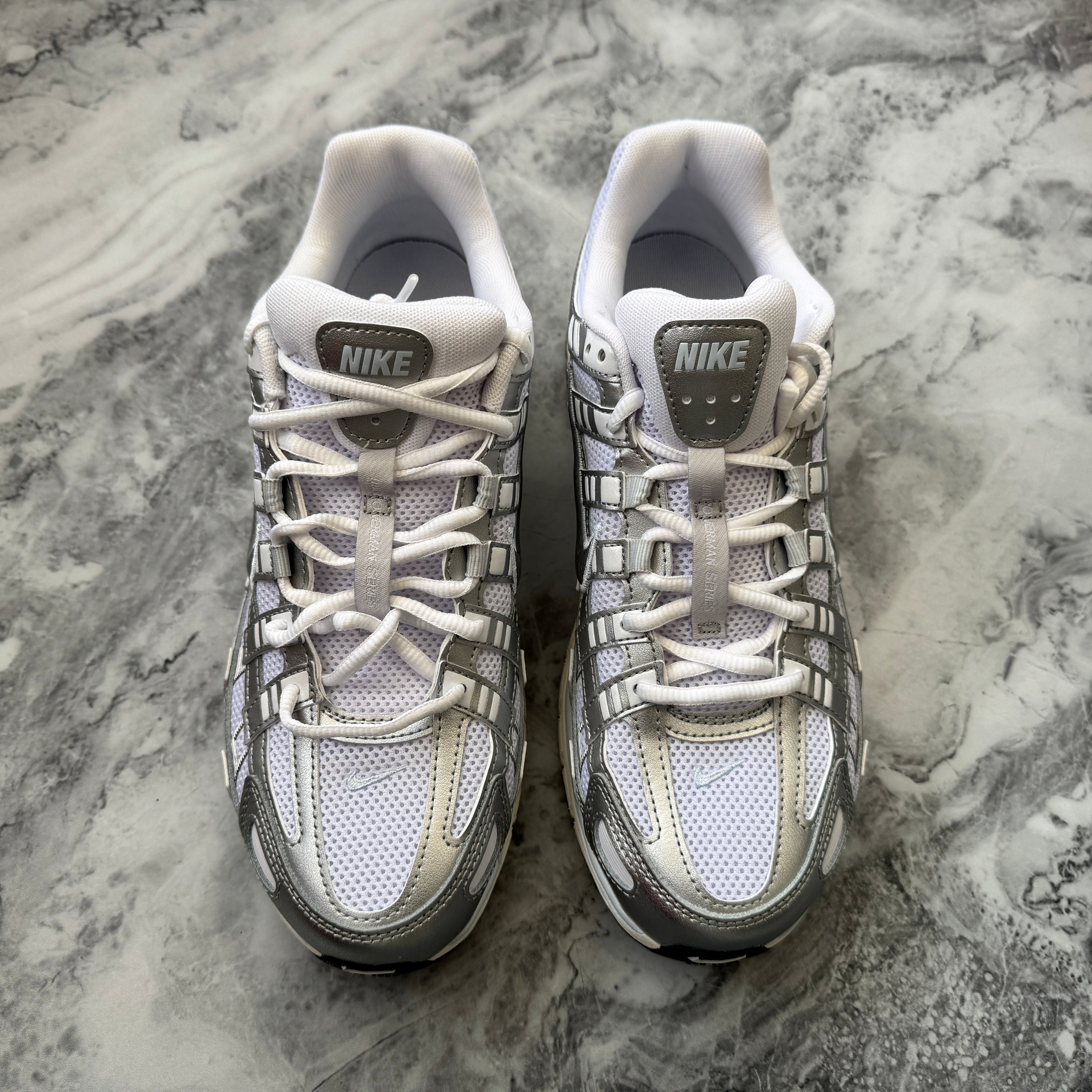 Nike P-6000 (White/Metallic Silver) (Unisex)