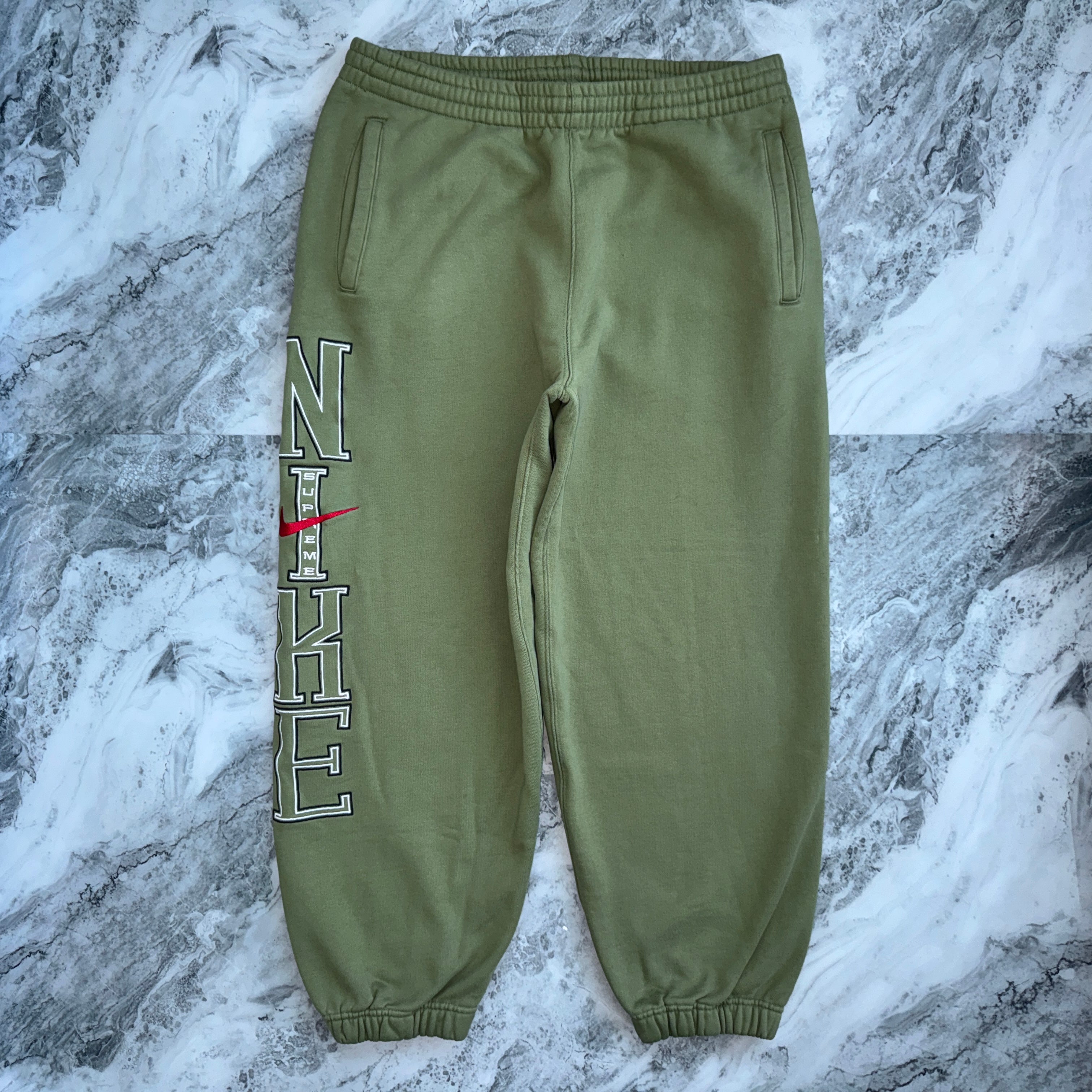 Supreme x Nike Sweatpants (Olive) (Pre-Loved)