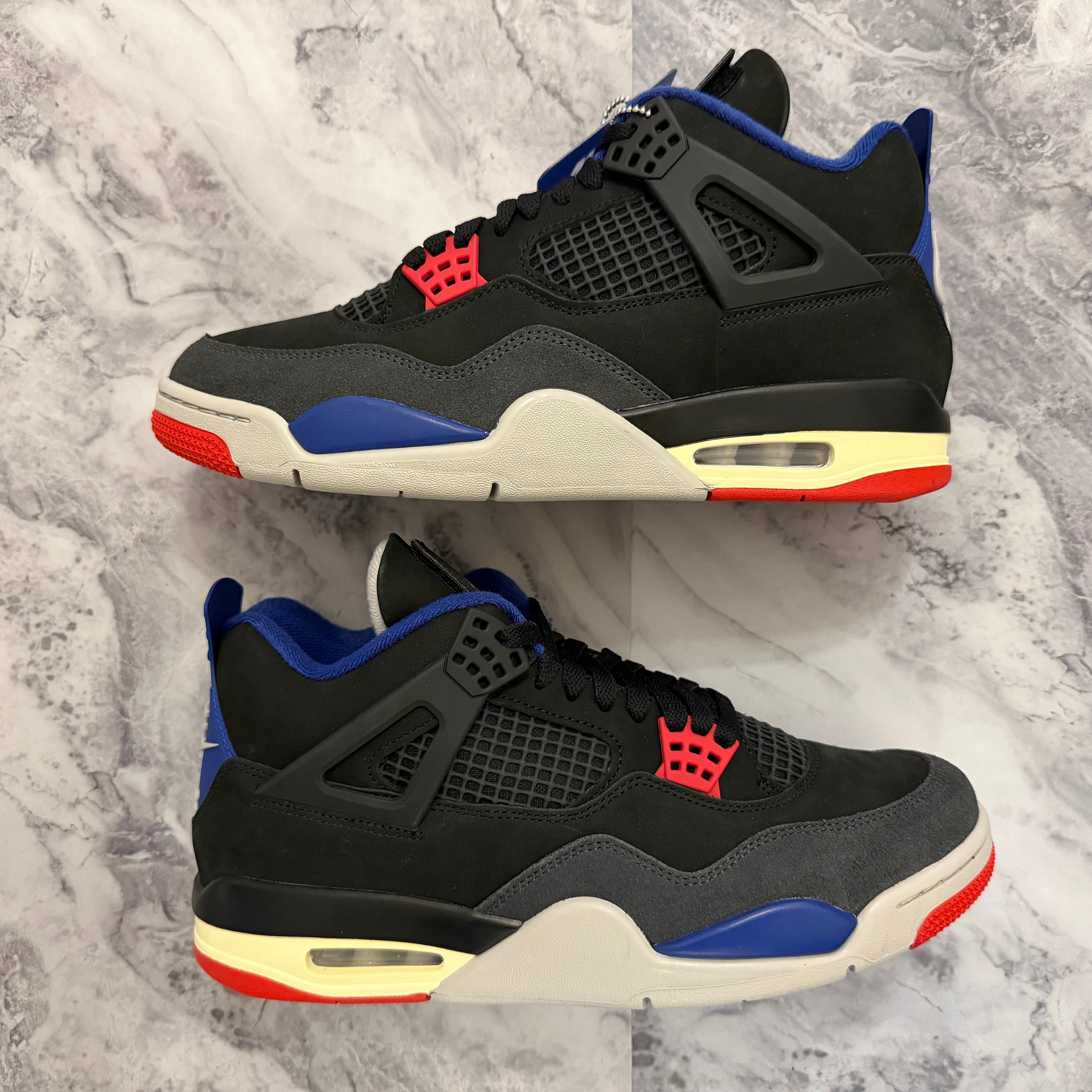 Air Jordan 4 Retro (Black/Fire-Deep Royal Blue Nior)