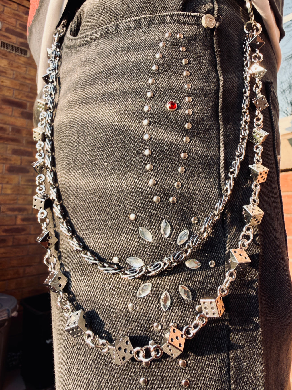 Double Layered Dice Jean Key Chain