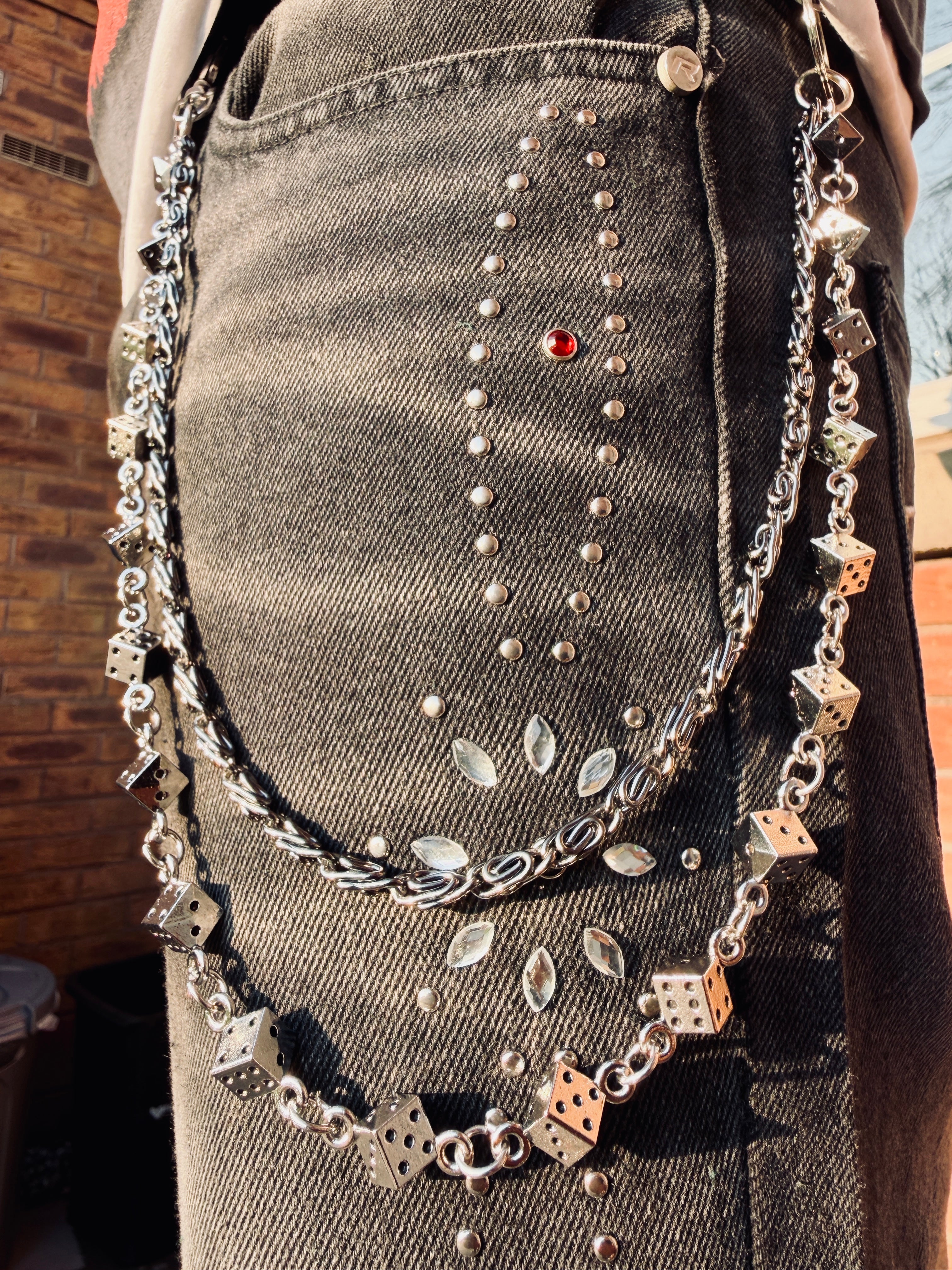 Double Layered Dice Jean Key Chain