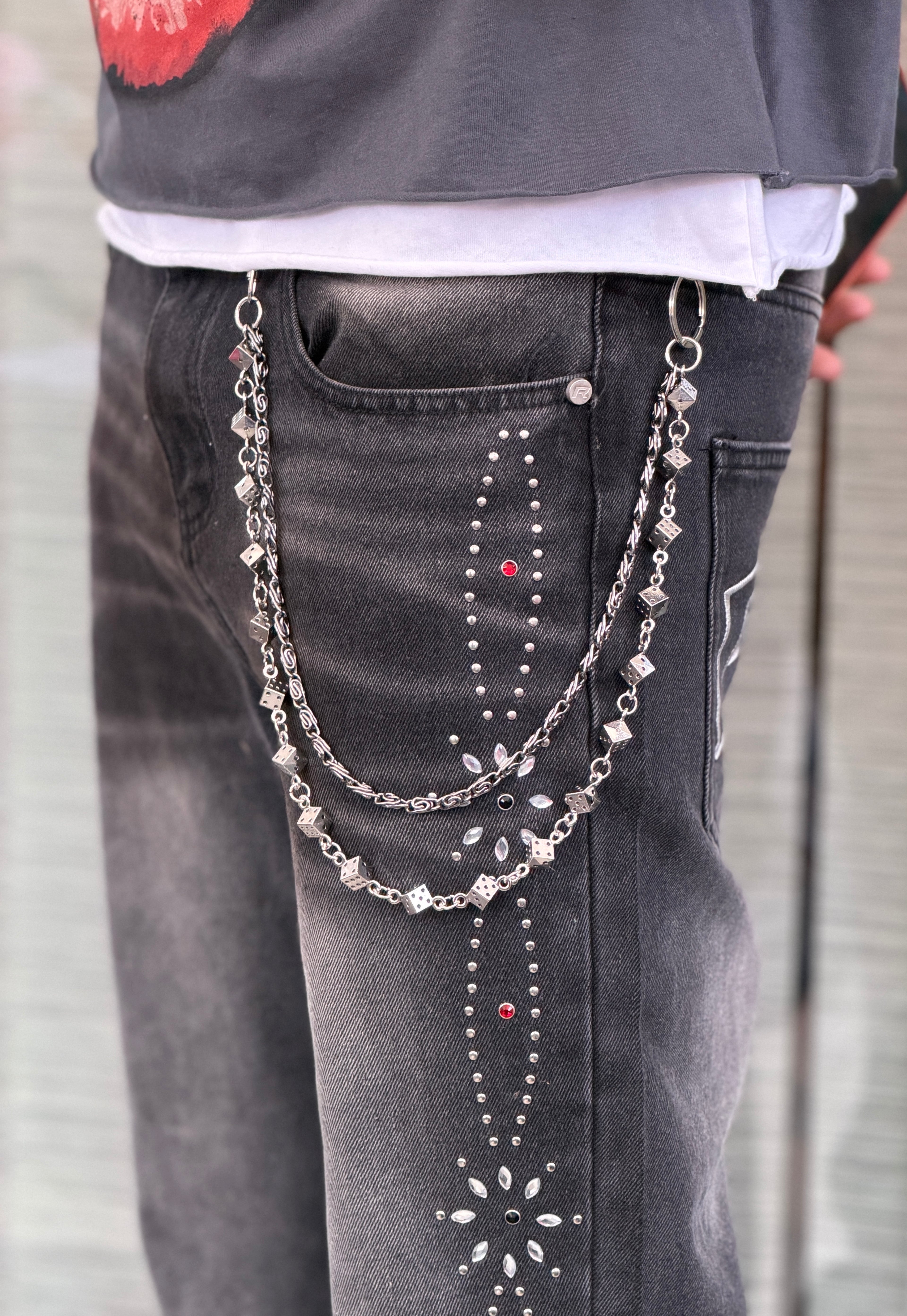 Double Layered Dice Jean Key Chain