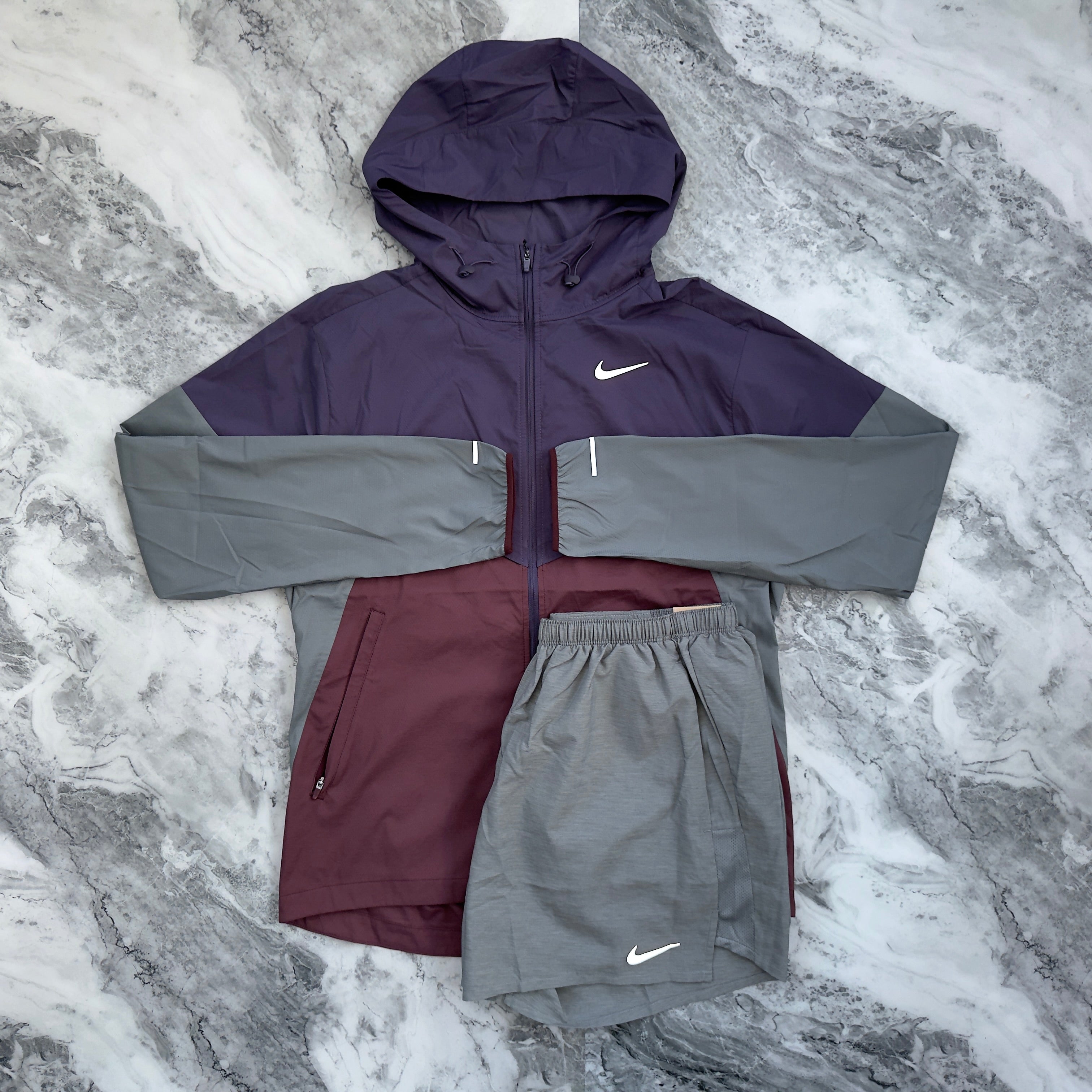 Nike Windbreaker Short Set (Mauve/Grey)