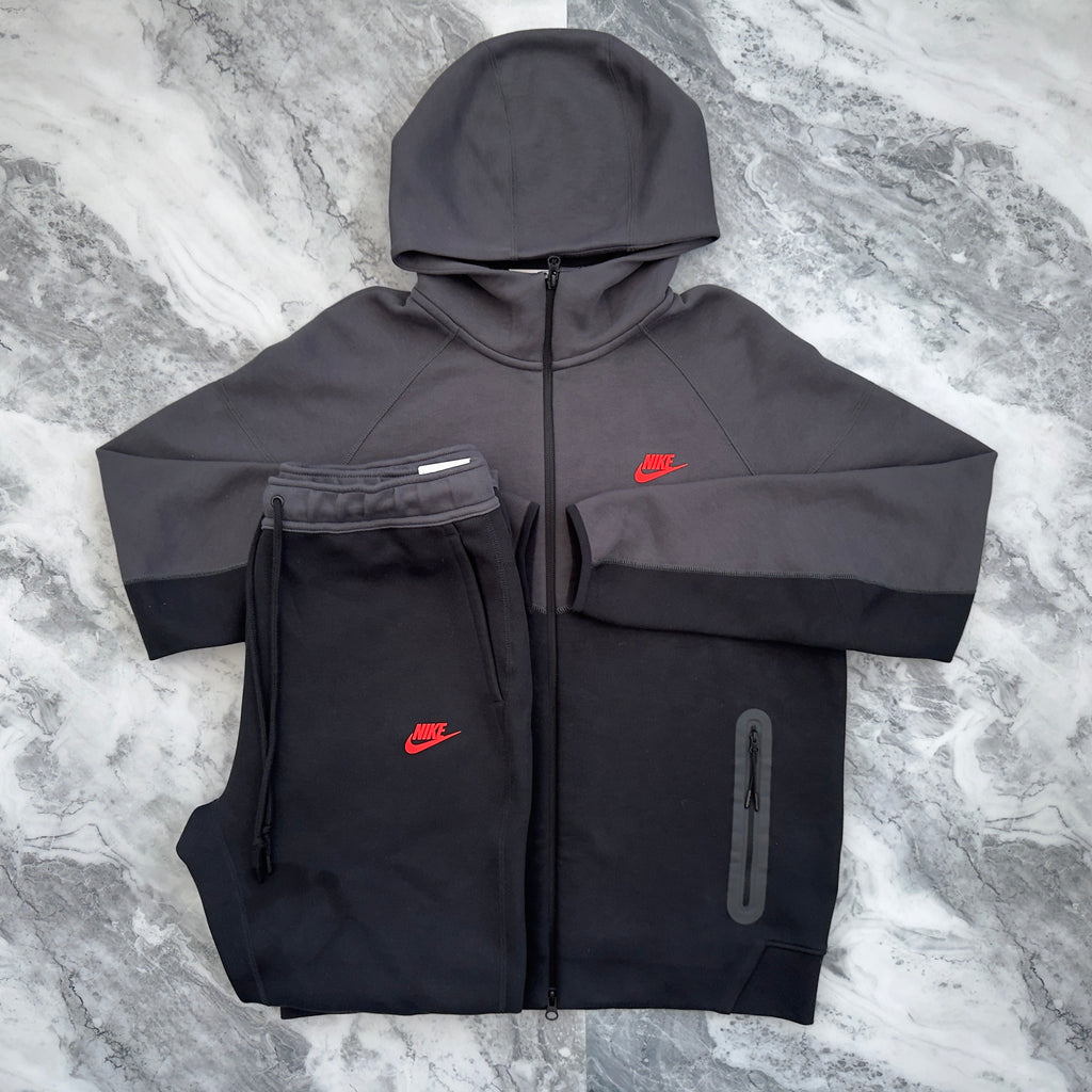 Nike Tech Fleece Tracksuit (Black/Grey/Red)
