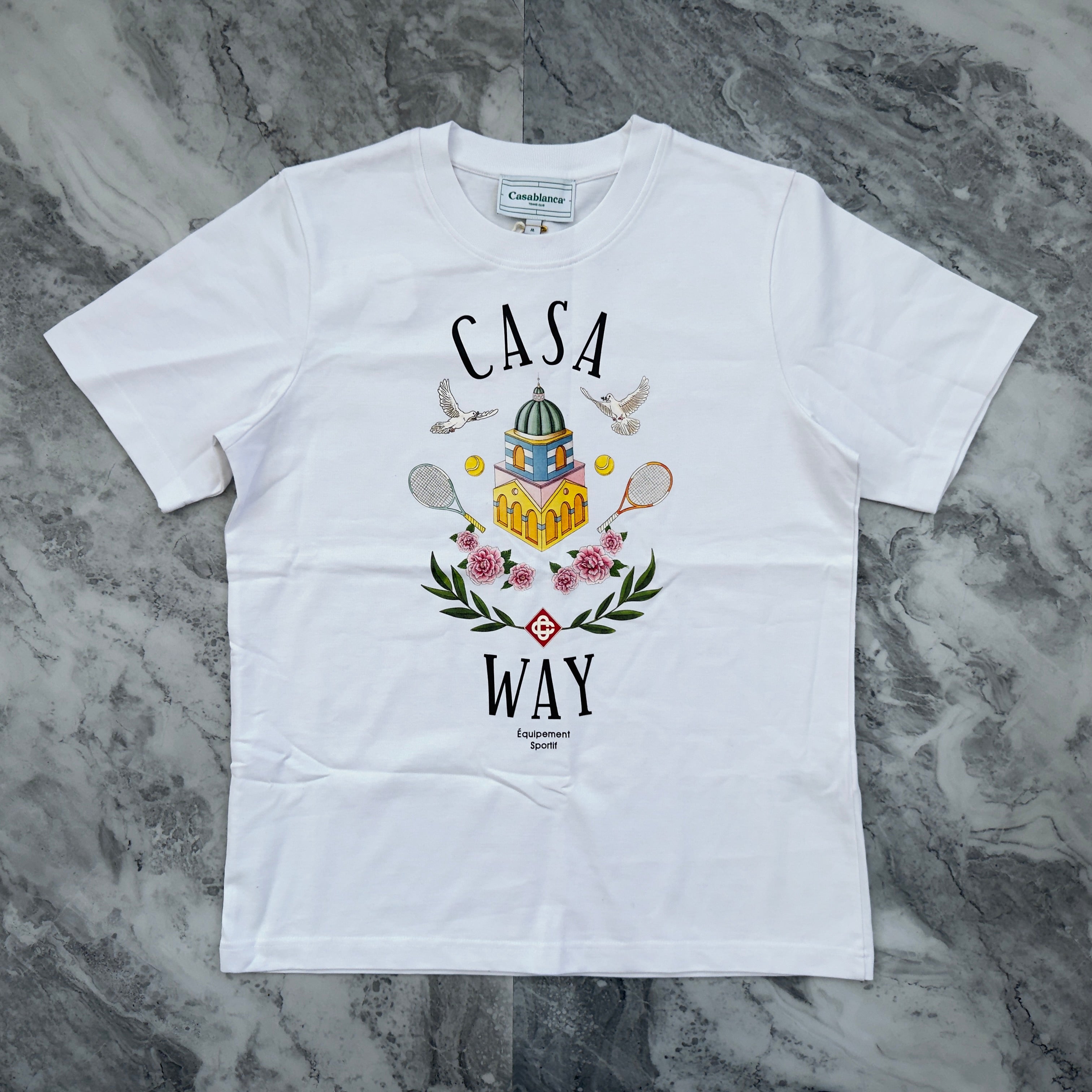 Casablanca Short Sleeve T-Shirt (Tennis/Rose/White)