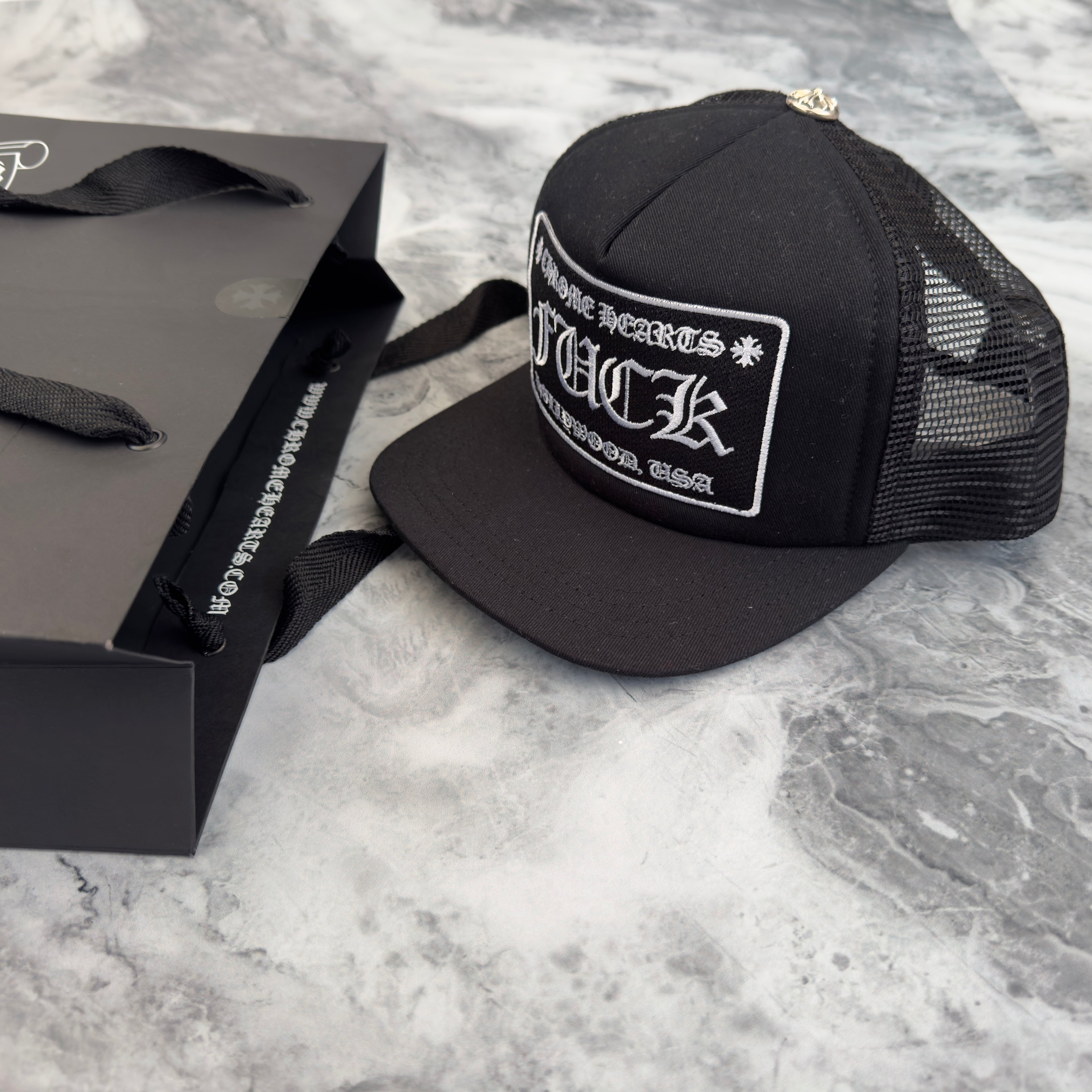 Chrome Hearts FUCK Hollywood Trucker Hat